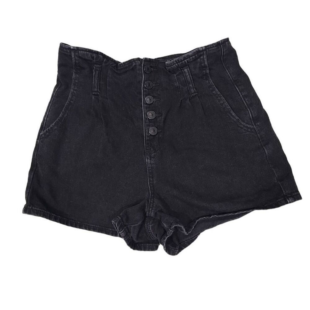 American Eagle Outfitters Mom Shorts Womens 4 Black Button‎ Front Western Wear